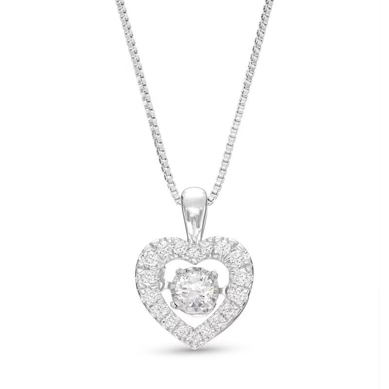 Unstoppable Love Diamond Heart Necklace 1/3 ct tw Round-cut 10K White Gold 19′′