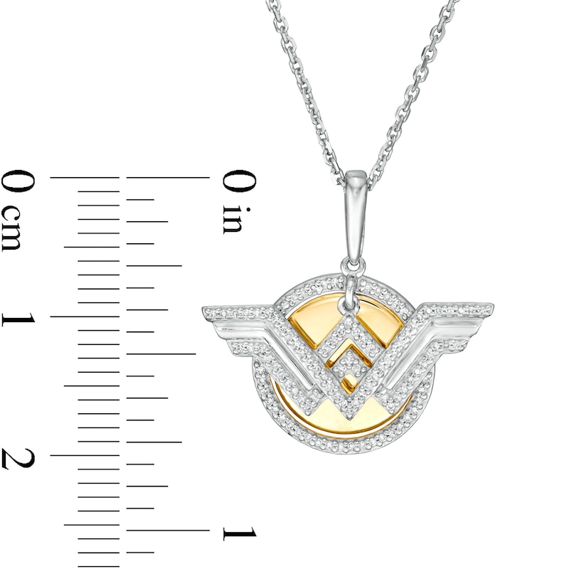 1/10 CT. T.W. Diamond Symbol Disc Pendant in Sterling Silver and 10K Gold