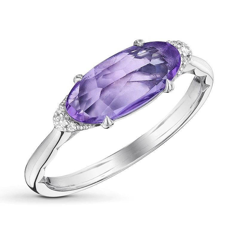 AmethystRingDiamondAccentsSterlingSilver
