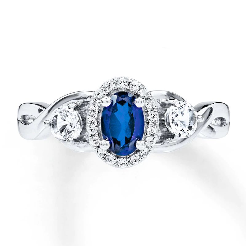 Blue & White Sapphire Ring in Sterling Silver
