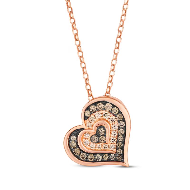Diamond Heart Necklace 1/2 ct tw 14K Strawberry Gold 19′′