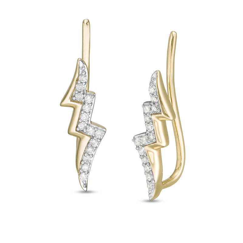 1/8CT.T.W. Diamond Lightning Bolt Crawler Earrings in 10K Gold