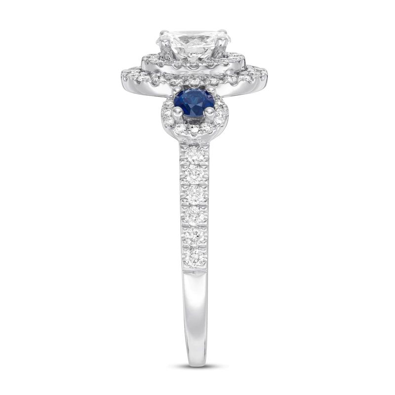 Ring 1cttw Diamonds & Sapphires 14K White Gold