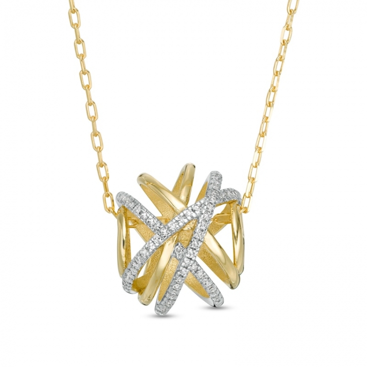 1/15 CT. T.W. Diamond Themyscira Island Pendant in 10K Gold:1/15 CT. T.W. Diamond Themyscira Island Pendant in 10K Gold