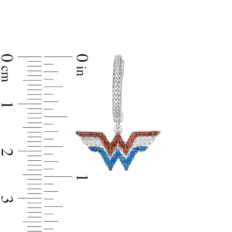 Garnet,Blue Sapphire and 1/20CT.T.W. Diamond Symbol Drop Earrings in Sterling Silver