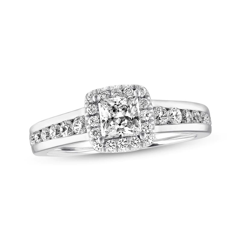 Diamond Engagement Ring 5/8 ct tw Princess/Round 14K White Gold