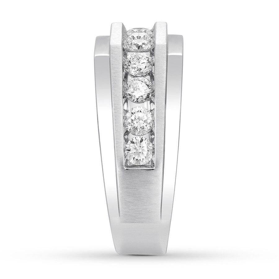 Men’s Diamond Wedding Band 1 ct tw Round-cut 10K White Gold