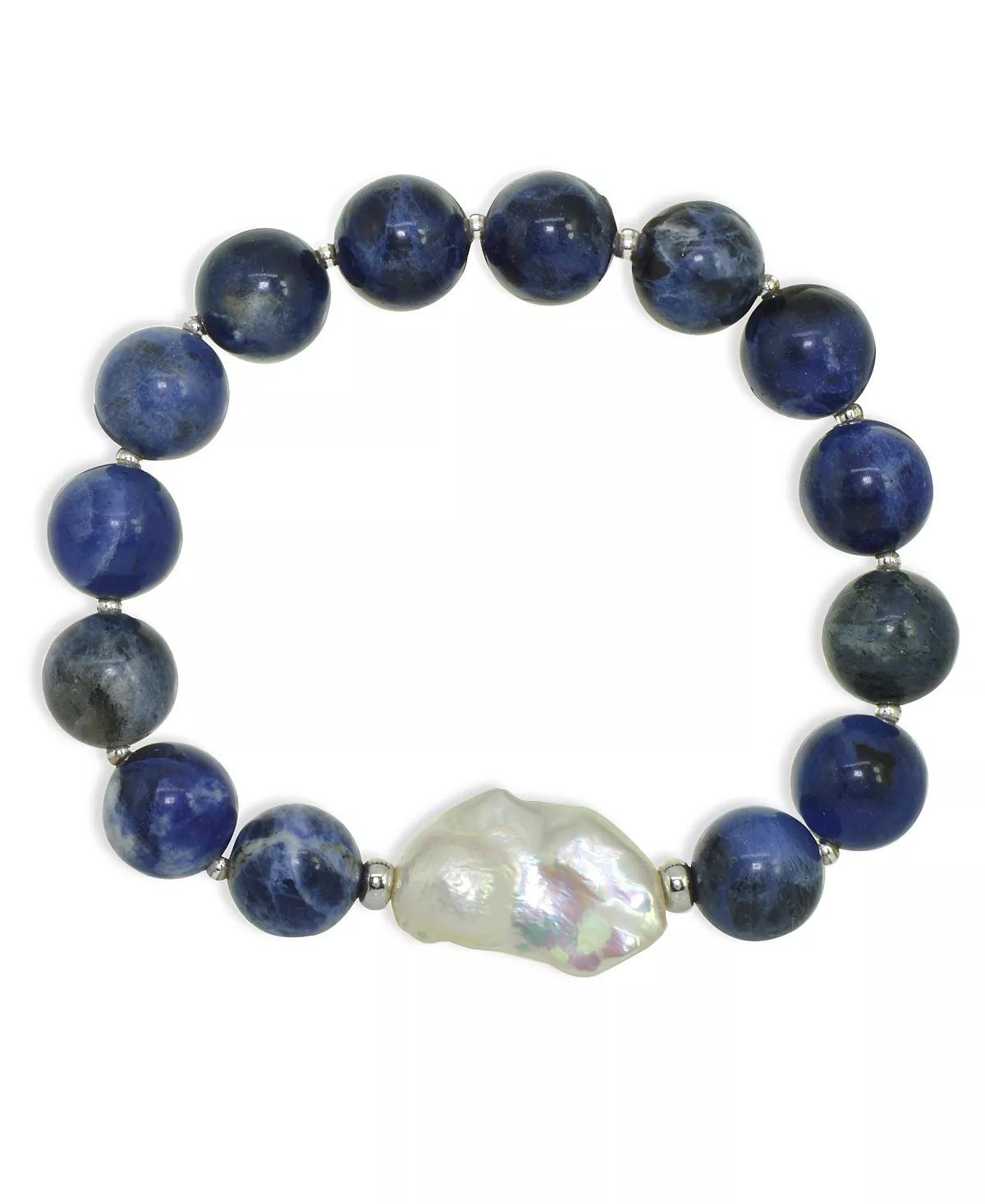 Genuine Stone Bead Biwa Pearl Stretch Bracelet