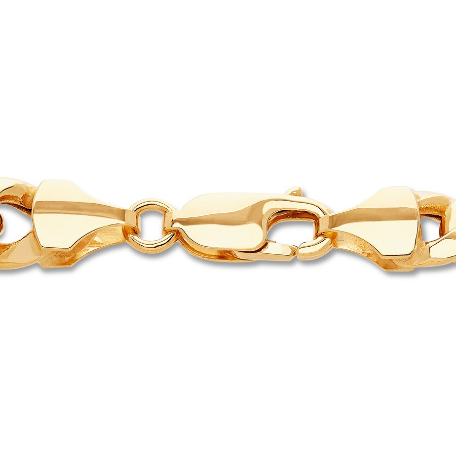 Men’s Cuban Curb Chain Bracelet 14K Yellow Gold 8.5-inch Length