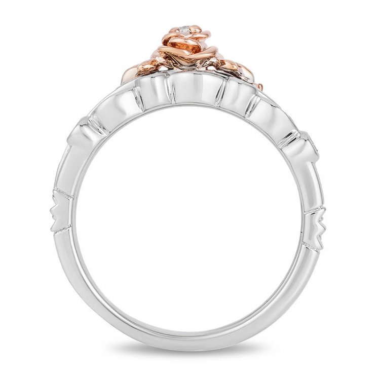 1/5CTTWDiamondRoseStackableBandSetinSterlingSilverand10KRoseGold