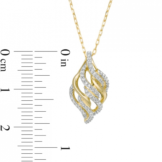 1/5 CT. T.W. Diamond Flame Pendant in 10K Gold:1/5 CT. T.W. Diamond Flame Pendant in 10K Gold