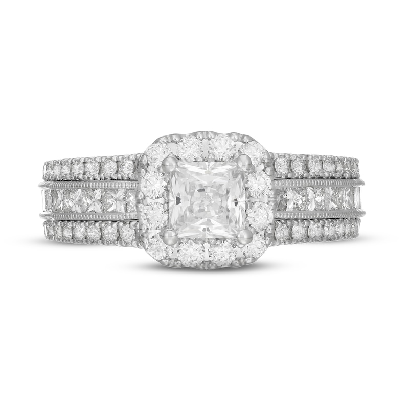 Diamond Engagement Ring 2-1/8 ct tw Princess & Round-cut 14K White Gold