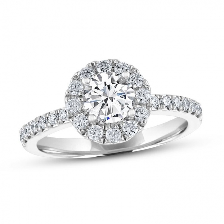 Engagement Ring 1-1/8 ct tw Round-cut 14K White Gold