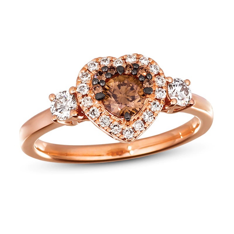 Diamond Heart Ring 5/8 ct tw 14K Strawberry Gold