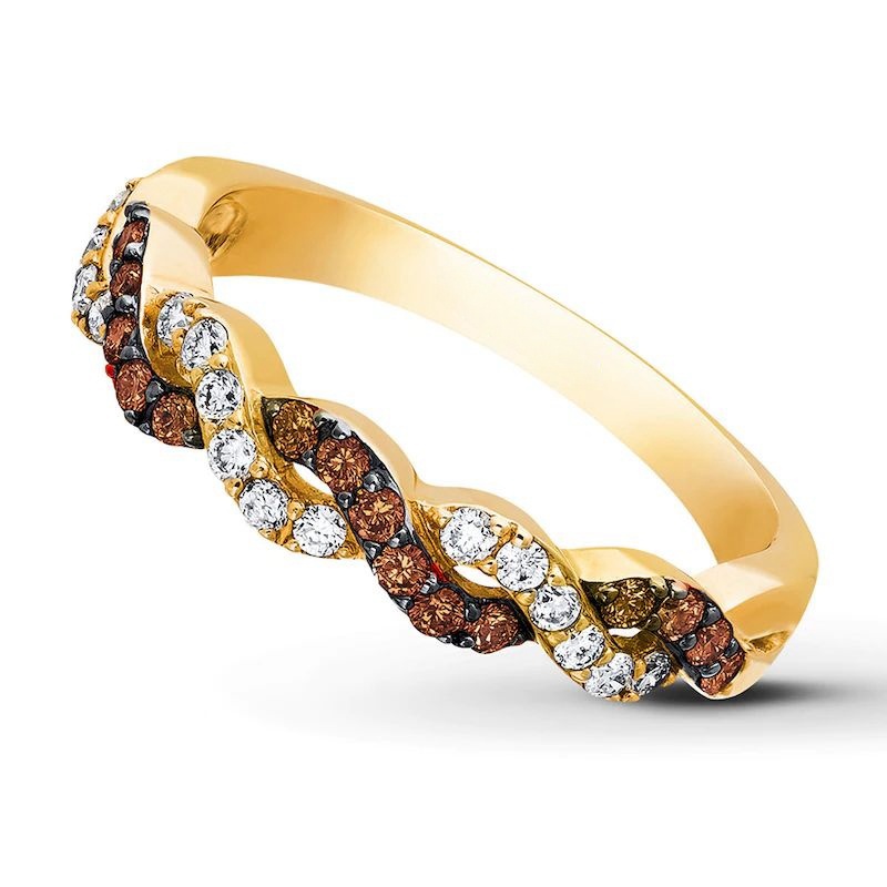 Chocolate Diamonds 3/8 ct tw Ring 14K Honey Gold