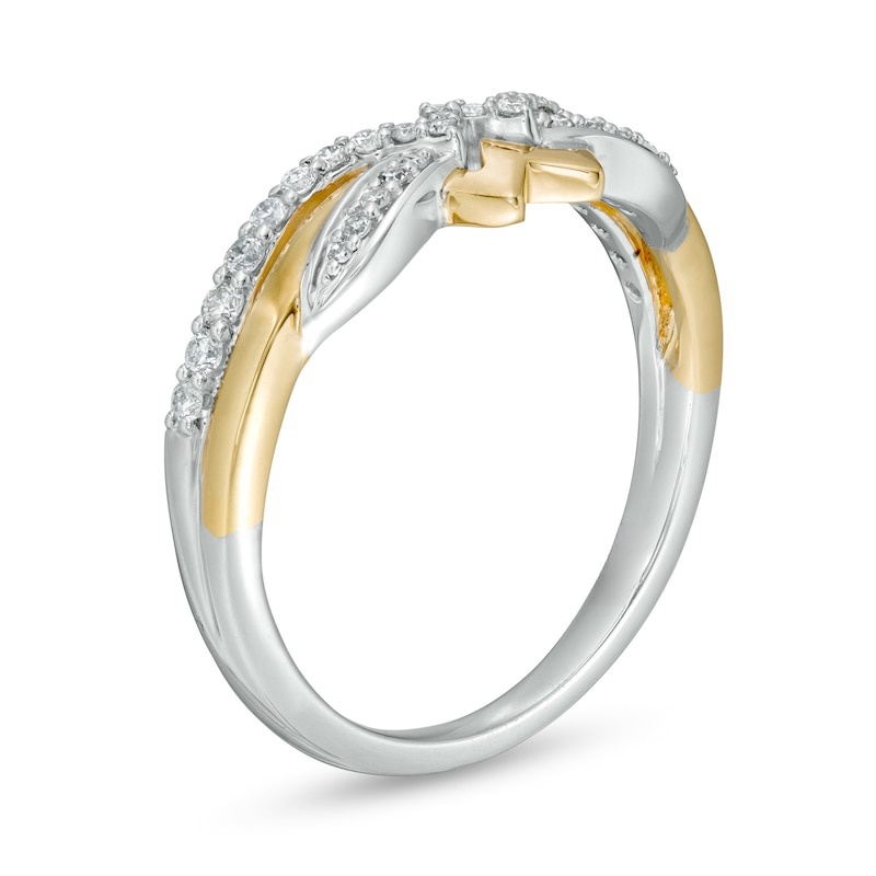 1/5 CT. T.W. Diamond Symbol Ring in Sterling Silver and 10K Gold